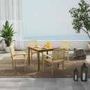Set of 4 Outdoor Patio Chair with Slatted Seat and Curved Seat