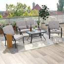 4 Pieces Outdoor Conversation Set with Seat Back Cushions and Waist Pillows