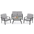4 Pieces Outdoor Conversation Set with Seat Back Cushions and Waist Pillows