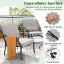 4 Pieces Outdoor Conversation Set with Seat Back Cushions and Waist Pillows