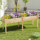 Fir Wood Outdoor Raised Garden Bed with Divider Panel and Drainage Holes
