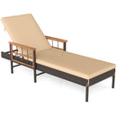 Outdoor Reclining Lounger Chair with 4-Level Adjustable Backrest-Beige