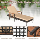Outdoor Reclining Lounger Chair with 4-Level Adjustable Backrest-Beige