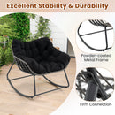 Outdoor Rocking Chair Oversized Patio PE Wicker Egg Chair with Cushion