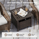 Outdoor Side Table All-Weather PE Wicker Patio Table with Umbrella Hole-Brown