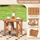 Outdoor Side Table with Storage Shelf for Small Space