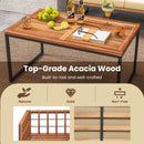 4 Pieces Acacia Wood Outdoor Sofa Set for Balcony Porch Backyard Poolside