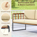 4 Pieces Acacia Wood Outdoor Sofa Set for Balcony Porch Backyard Poolside