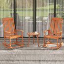 Outdoor Rocking Chair Solid Wood High Back Rocker with Slatted Seat