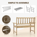 Outdoor Indonesia Teak Wood Garden Bench 2-Person with Backrest and Armrests