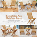 Outdoor Teak Wood Chairs Set of 2 with Slatted Seat and Backrest
