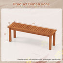 Outdoor Wood Bench 2-Person Backless Patio Garden Bench with Slatted Seat