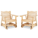Outdoor Wood Rocking Chair with High Back and Widened Armrests