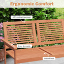 Outdoor Wooden Bench 2-Person Patio Bench with Slatted Backrest and Seat