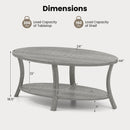 Oval Coffee Table 2-Tier Center Table with Storage Shelf-Gray