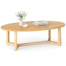 Oval Coffee Table 46 Inches Wooden Accent Table with Thickened Top