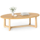 Oval Coffee Table 46 Inches Wooden Accent Table with Thickened Top