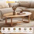 Oval Coffee Table 46 Inches Wooden Accent Table with Thickened Top