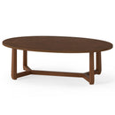 Oval Coffee Table 46 Inches Wooden Accent Table with Thickened Top
