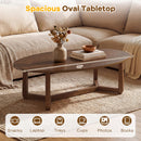 Oval Coffee Table 46 Inches Wooden Accent Table with Thickened Top
