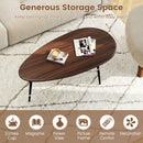 Oval Coffee Table Mid Century Center Table with Sturdy Metal Construction