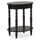 Oval Side Table with Storage Shelf and Wood Legs