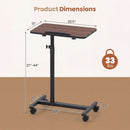 Adjustable Overbed Table with Rolling Wheels - Walnut