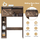 4-Tier Over The Toilet Storage Cabinet with Sliding Barn Door and Storage Shelves