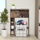 4-Tier Over The Toilet Storage Cabinet with Sliding Barn Door and Storage Shelves