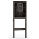 Over Toilet Storage Cabinet with Sliding Barn Door and Open Shelves for Bathroom