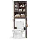 Over Toilet Storage Cabinet with Sliding Barn Door and Open Shelves for Bathroom