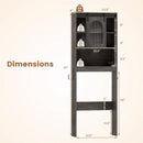 Over Toilet Storage Cabinet with Sliding Barn Door and Open Shelves for Bathroom