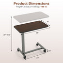 Overbed Table with Lockable Wheels and Adjustable Height