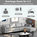 Modular L-shaped Sectional Sofa with Reversible Ottoman and 2 USB Ports