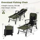 Oversized Foldable Fishing Chair with Detachable Footrest-Green