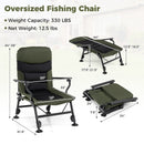 Oversized Foldable Fishing Chair for Adults with Armrest-Green