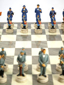 Chess Set - Civil War Resin Chess pieces Generals on Grey/Ivory Chess Board