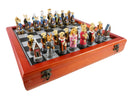 Chess Set - Cats & Dogs Resin Men on Cherry Stained Chest