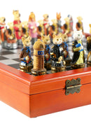 Chess Set - Cats & Dogs Resin Men on Cherry Stained Chest