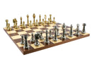 Chess Set - Staunton Metal Chessmen on Dark Rosewood/Maple Basic Board