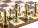 Chess Set - Staunton Metal Chessmen on Dark Rosewood/Maple Basic Board