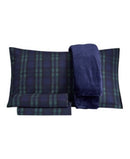 Sanders Holiday Microfiber 5 PC Full Sheet Set With Throw Bedding