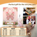 Personalized Baby Milestone Blanket with Name - Butterfly Garden Design with Month Numbers, Meadow Border, and Baby Name on Cream Oval Plaque - Newborn Photoshoot Prop