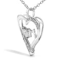 .925 Sterling Silver Diamond Accent MOM with Heart Pendant Necklace (J-K Color, I2-I3 Clarity) - 18" Inches