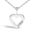 .925 Sterling Silver Lab Grown Diamond 1/4 Cttw Three Stone Heart Pendant Necklace - 18" Inches