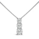 14K White Gold 1/2 Cttw Lab Grown Diamond Three Stone Pendant Necklace