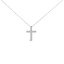 14K White Gold 1/2 Cttw Lab Grown Diamond 11 Stone Cross Pendant Necklace