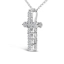 14K White Gold 1/2 Cttw Lab Grown Diamond 11 Stone Cross Pendant Necklace