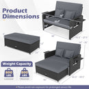 PE Wicker Outdoor Daybed with 4-Level Adjustable Backrest and Storage Ottoman