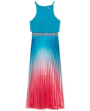 Rare Editions Girls Ombre Pleated Charmeuse Dress